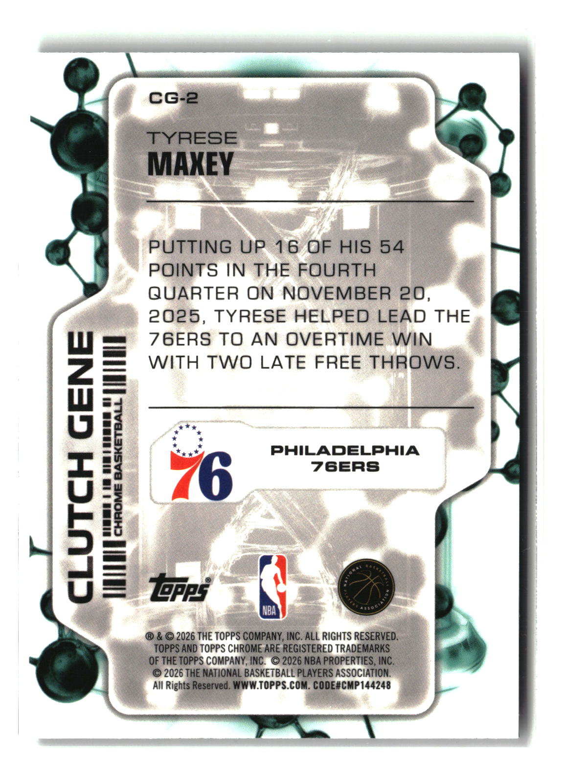 Tyrese Maxey 2025-26 Topps Chrome Update Clutch Gene #CG-2