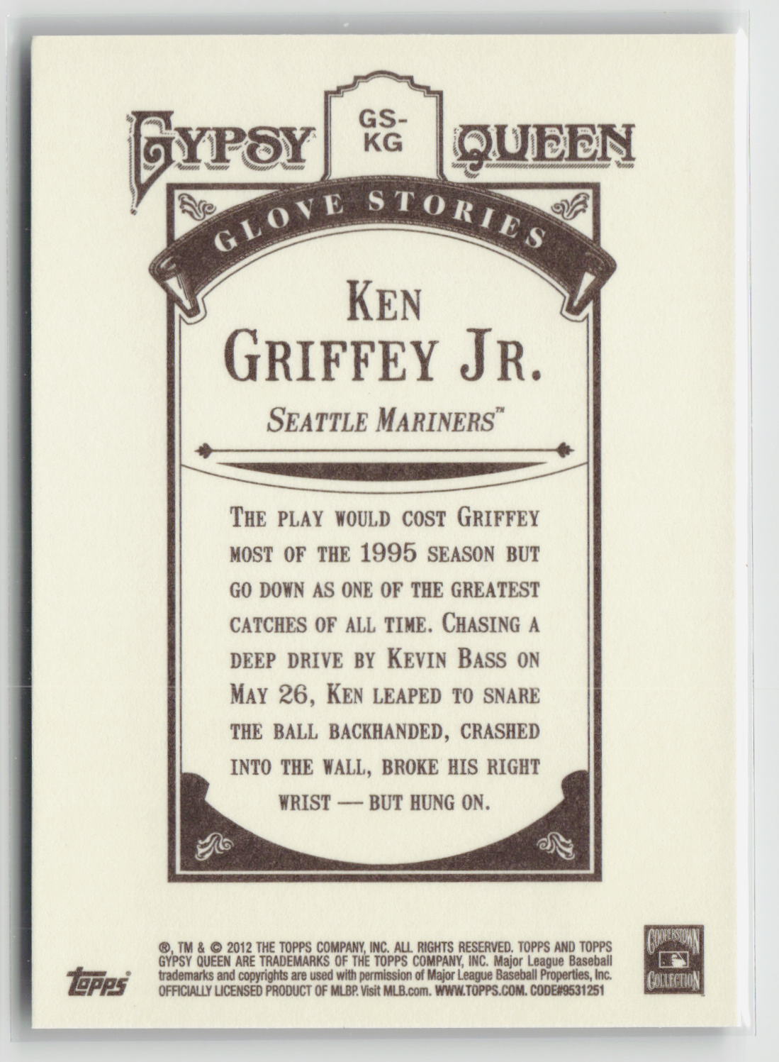 Ken Griffey Jr. 2012 Topps Gypsy Queen Glove Stories #GS-KG