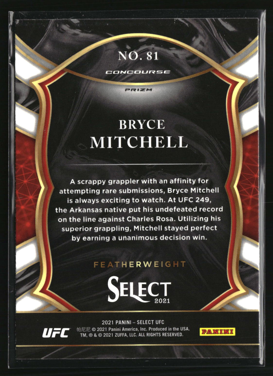 Bryce Mitchell 2021 Panini Select UFC Silver Prizms #81