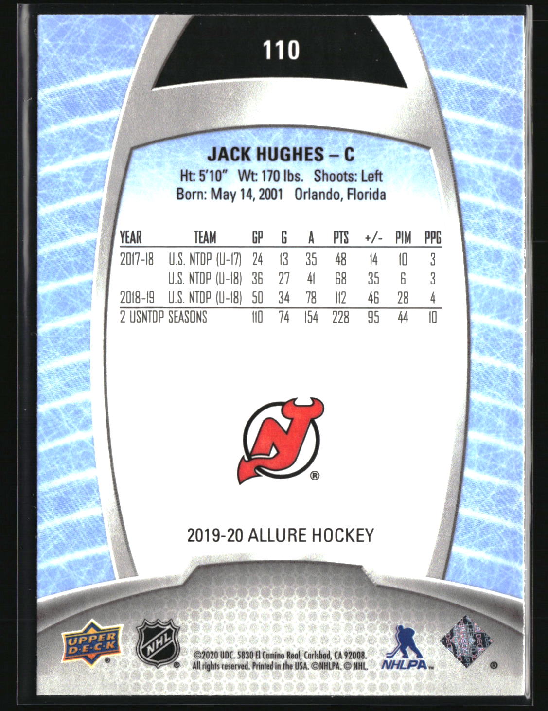 Jack Hughes 2019-20 Upper Deck Allure #110