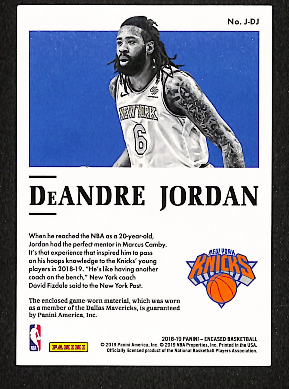 DeAndre Jordan 2018-19 Panini Encased Jerseys #J-DJ #/99