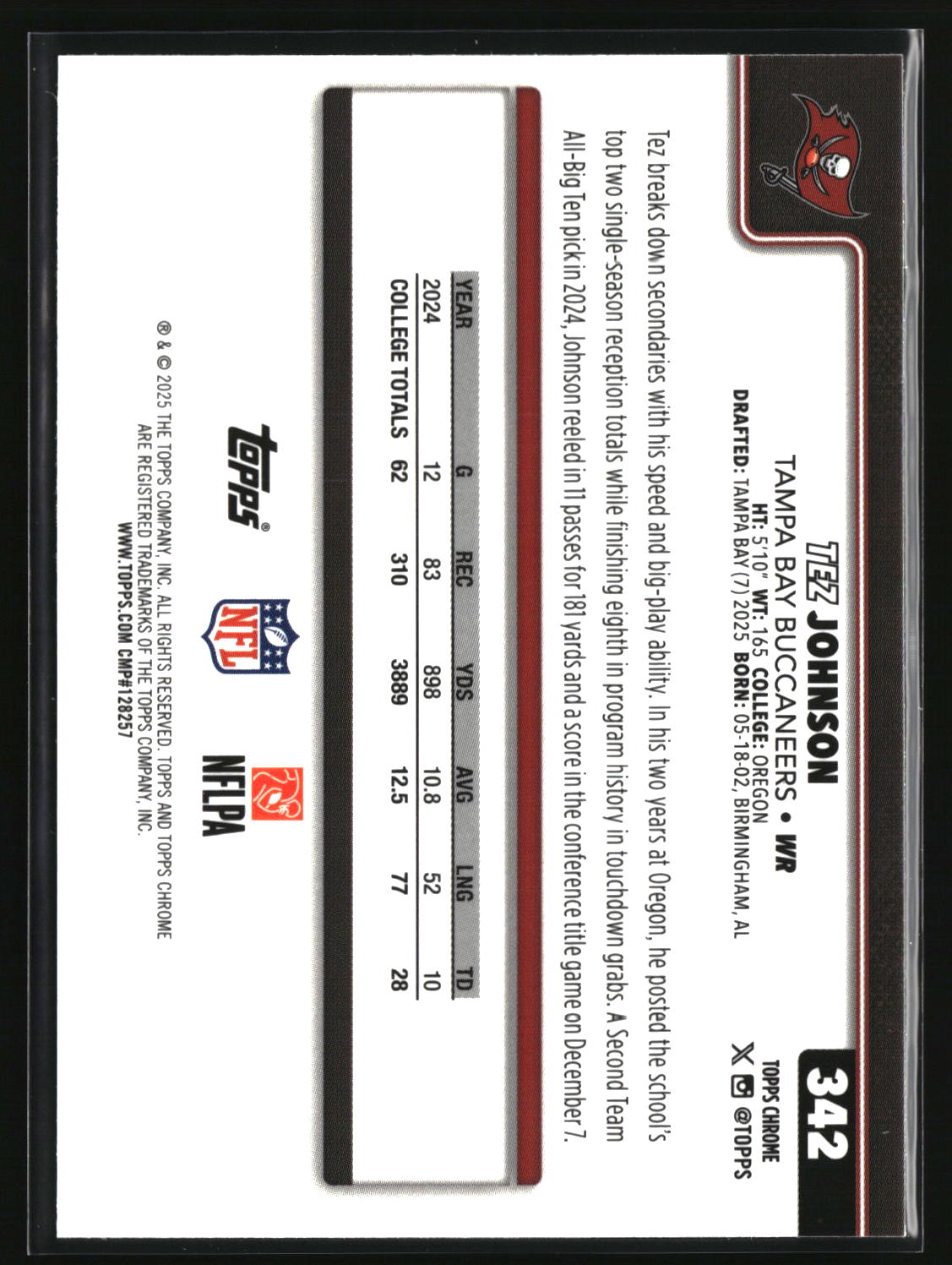 Tez Johnson 2025 Topps Chrome Pulsar Refractor #342