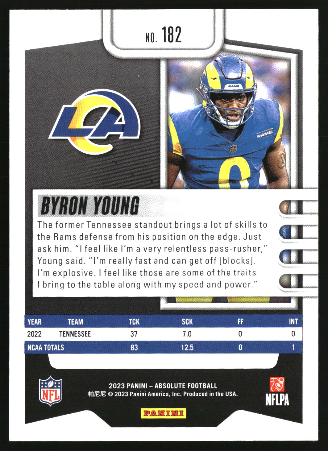 Byron Young 2023 Panini Absolute Retail #182