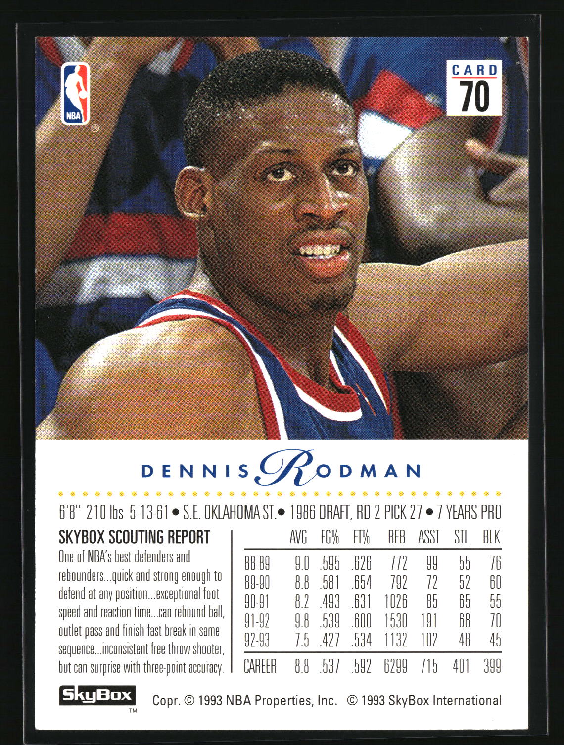 Dennis Rodman 1993-94 SkyBox Premium #70