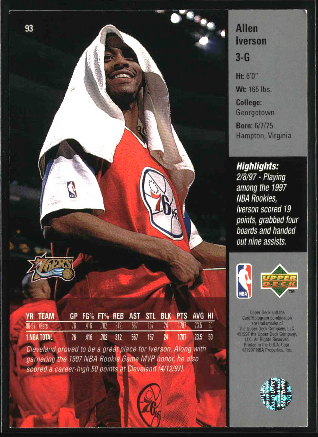 Allen Iverson 1997-98 Upper Deck #93