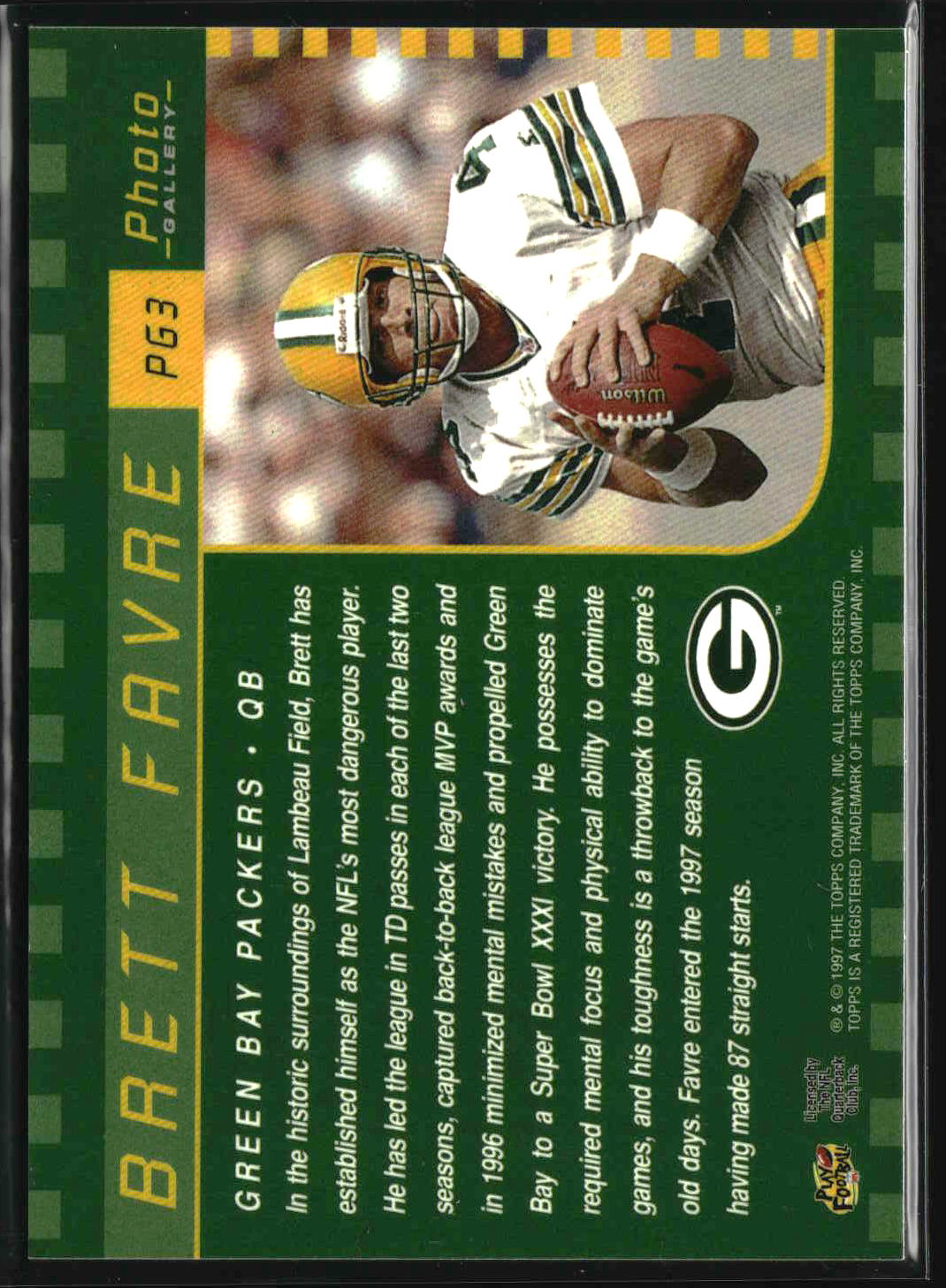 Brett Favre 1997 Topps Gallery Photo Gallery #PG3