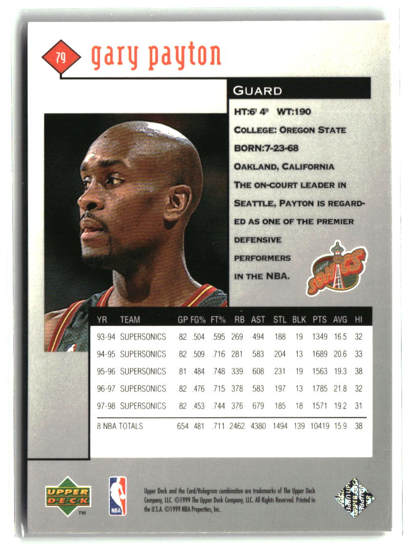 Gary Payton 1998-99 Upper Deck Black Diamond #79