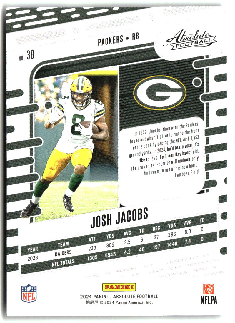 Josh Jacobs 2024 Panini Absolute Blue #38