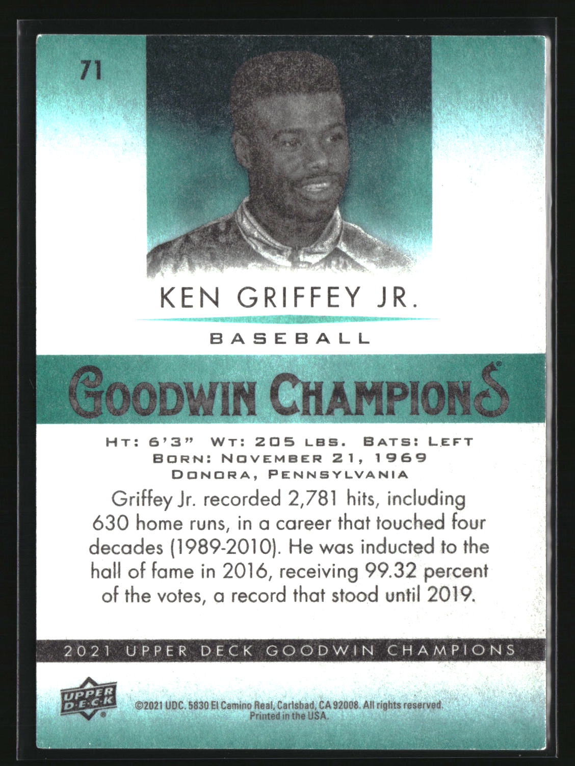 Ken Griffey Jr. 2021 Upper Deck Goodwin Champions #71
