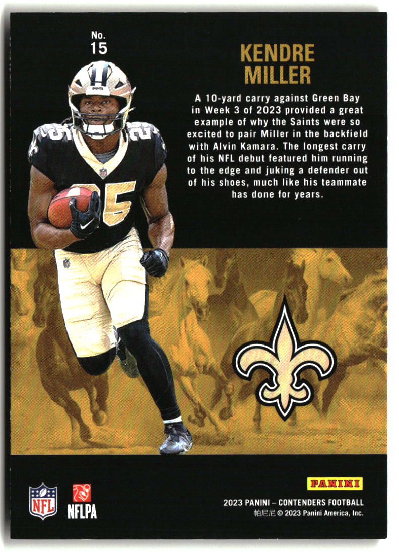 Kendre Miller 2023 Panini Contenders Rookie Stallions #15