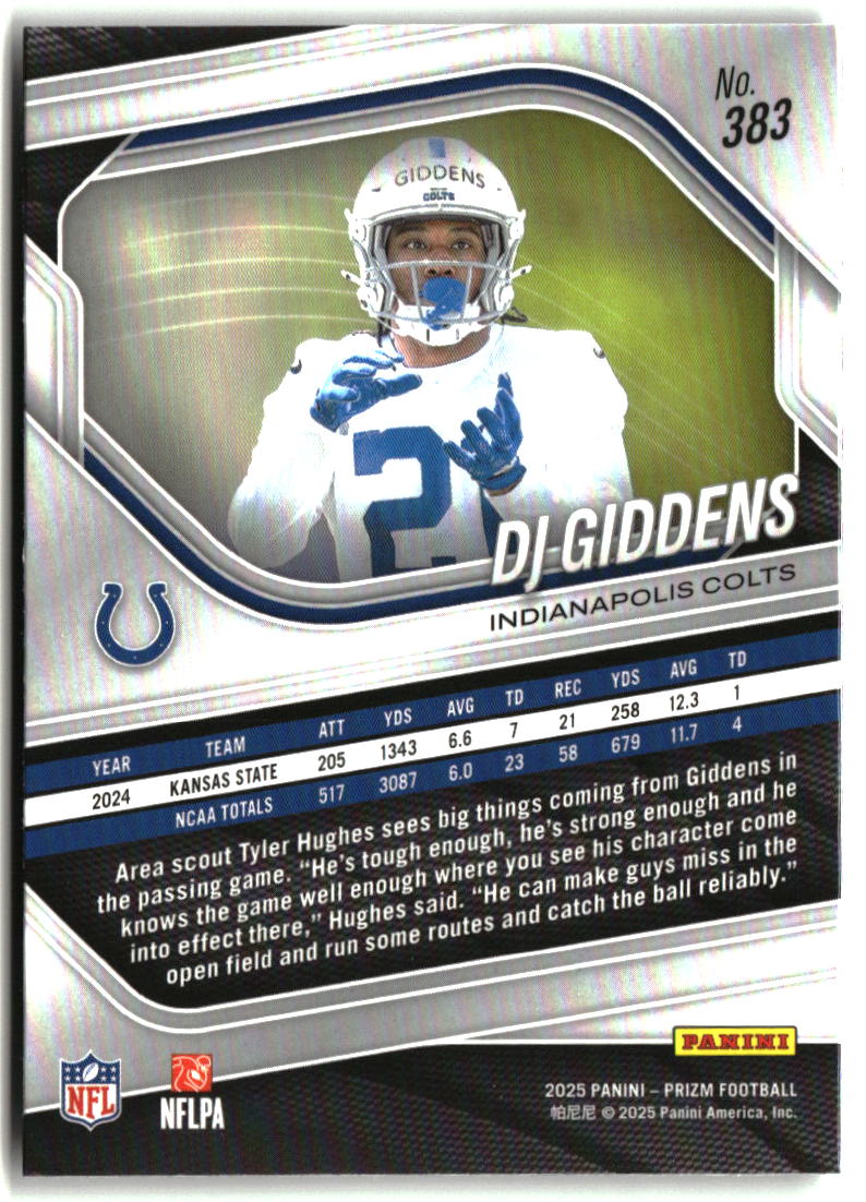 DJ Giddens 2025 Panini Prizm #383