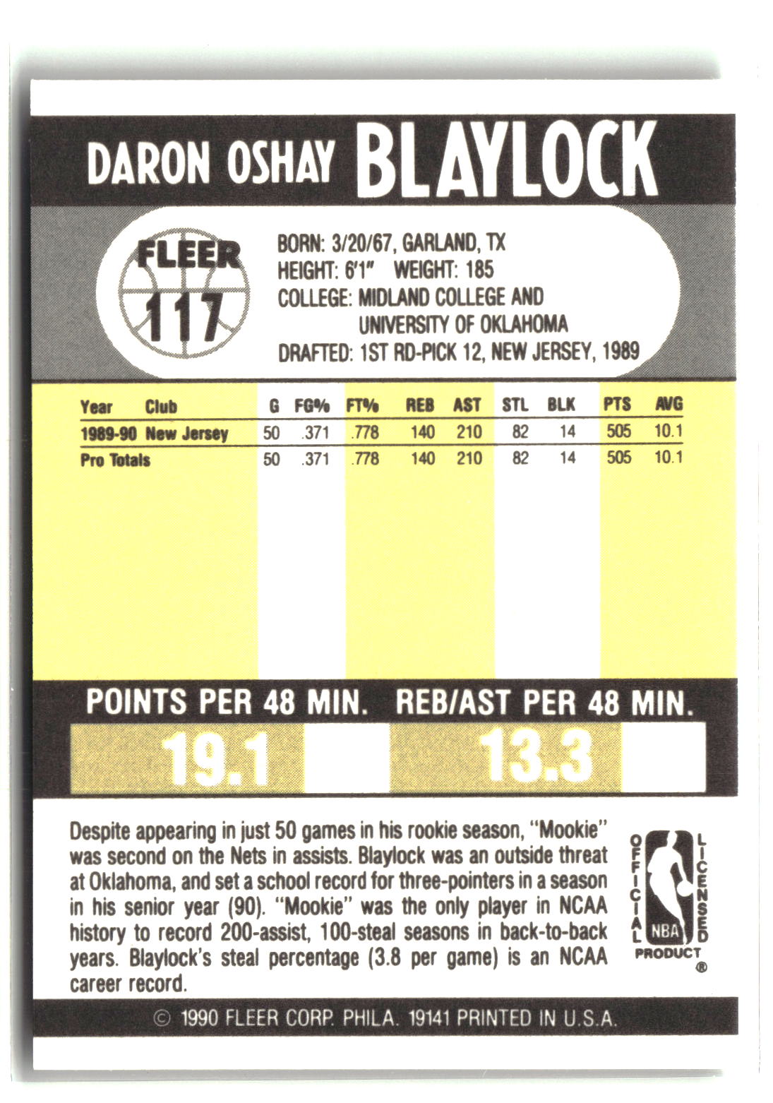 Mookie Blaylock 1990-91 Fleer #117