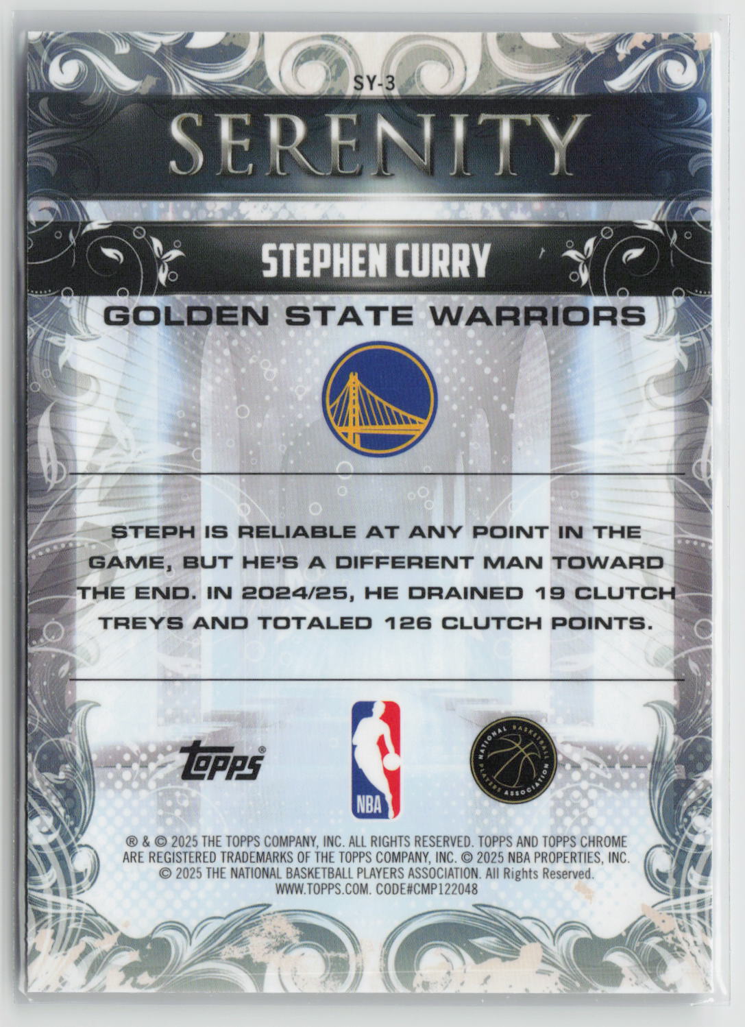 Stephen Curry 2025-26 Topps Chrome Serenity #SY-3