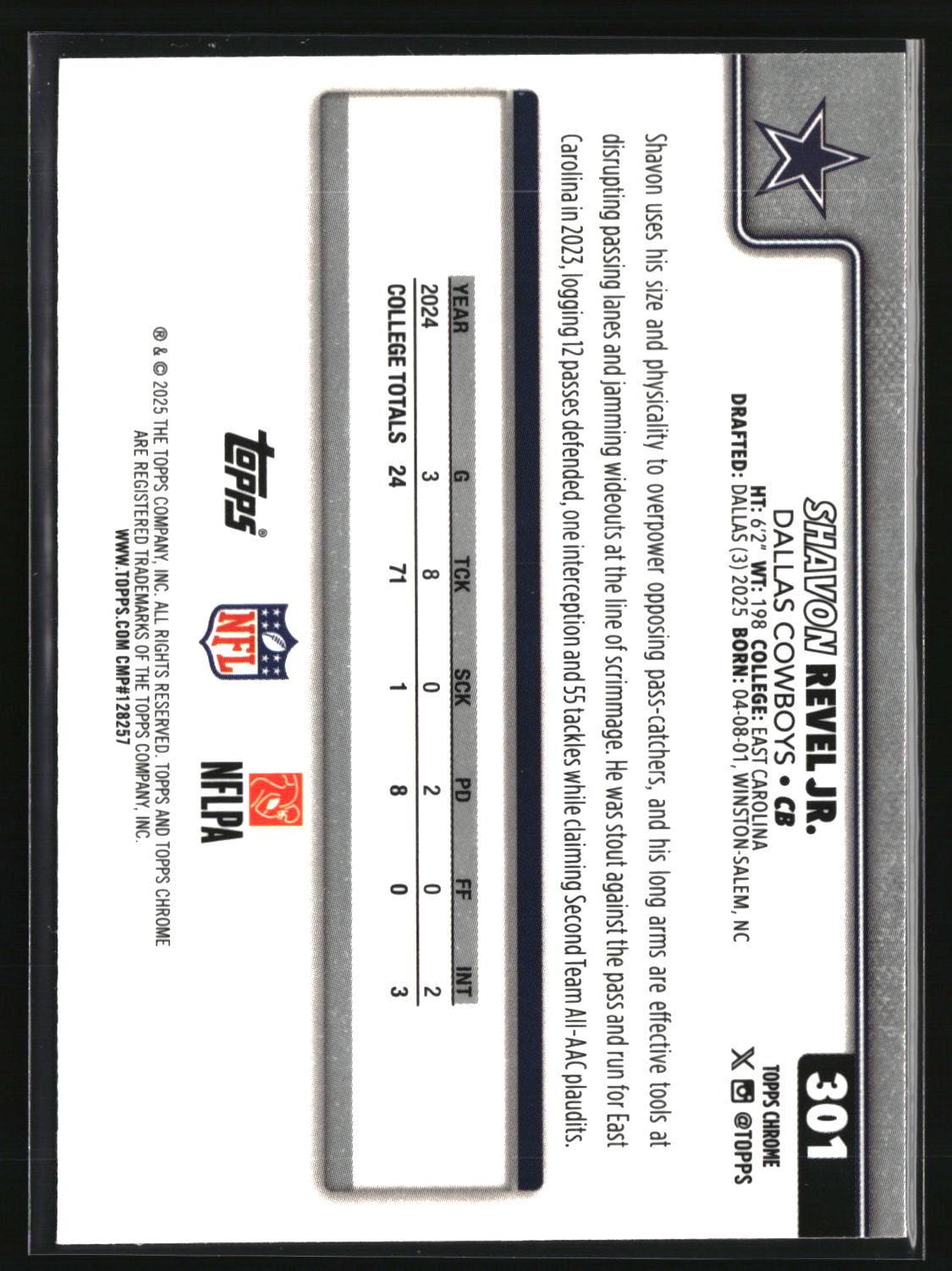 Shavon Revel Jr. 2025 Topps Chrome #301