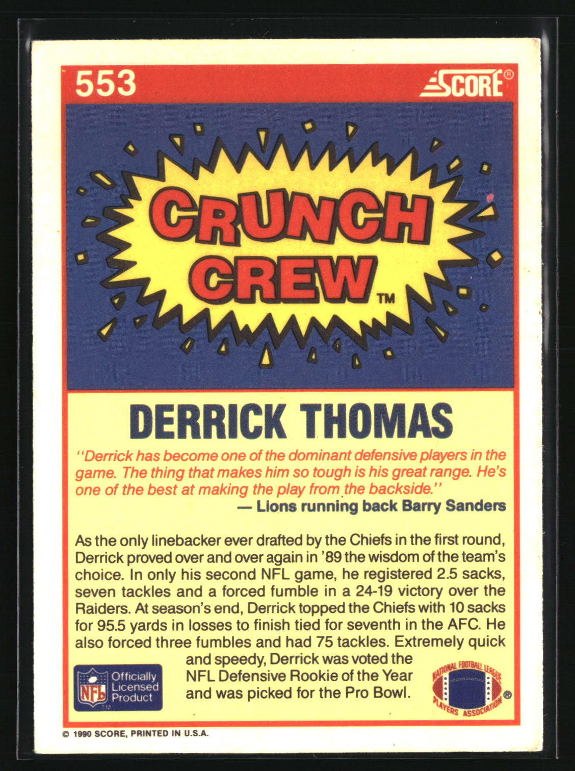 Derrick Thomas 1990 Score #553