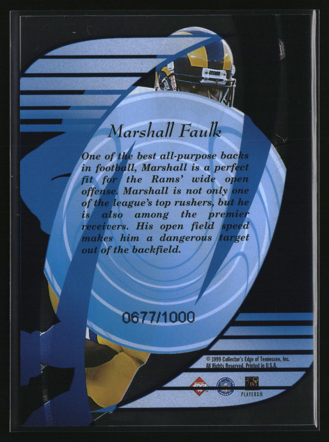 Marshall Faulk 1999 Collector's Edge Masters Legends #ML16 #/1000