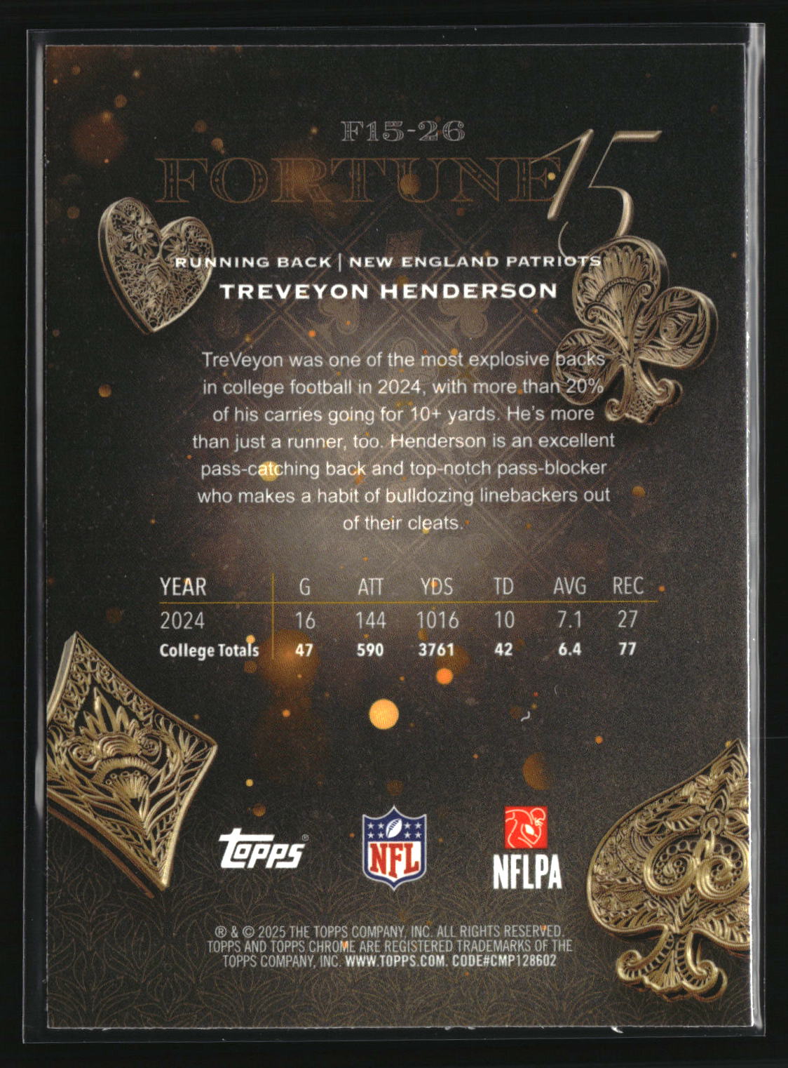 TreVeyon Henderson 2025 Topps Chrome Fortune 15 #F15-26