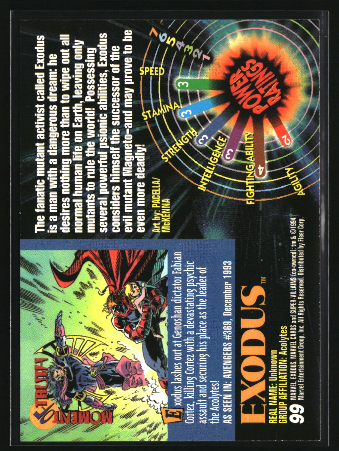 Exodus 1994 Fleer Marvel Universe #99