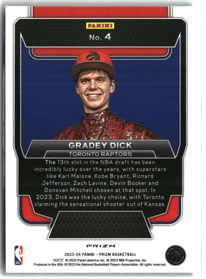 Gradey Dick 2023-24 Panini Prizm Luck of the Lottery Prizms Blue Wave #4