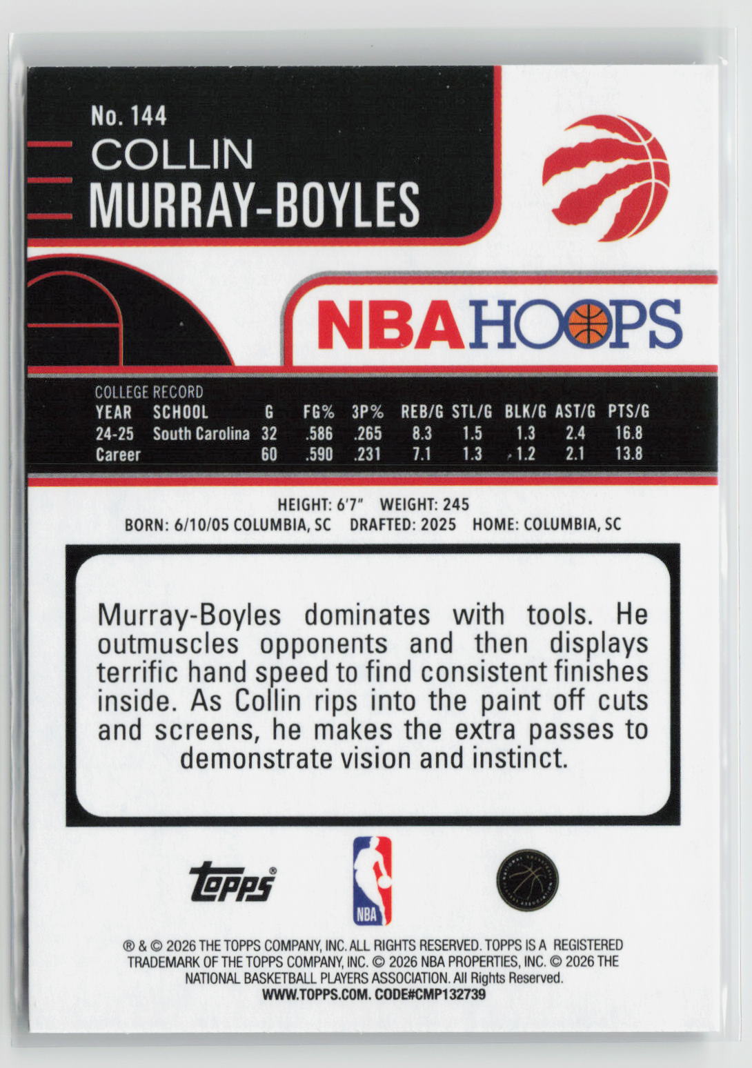 Collin Murray-Boyles 2025-26 Hoops #144