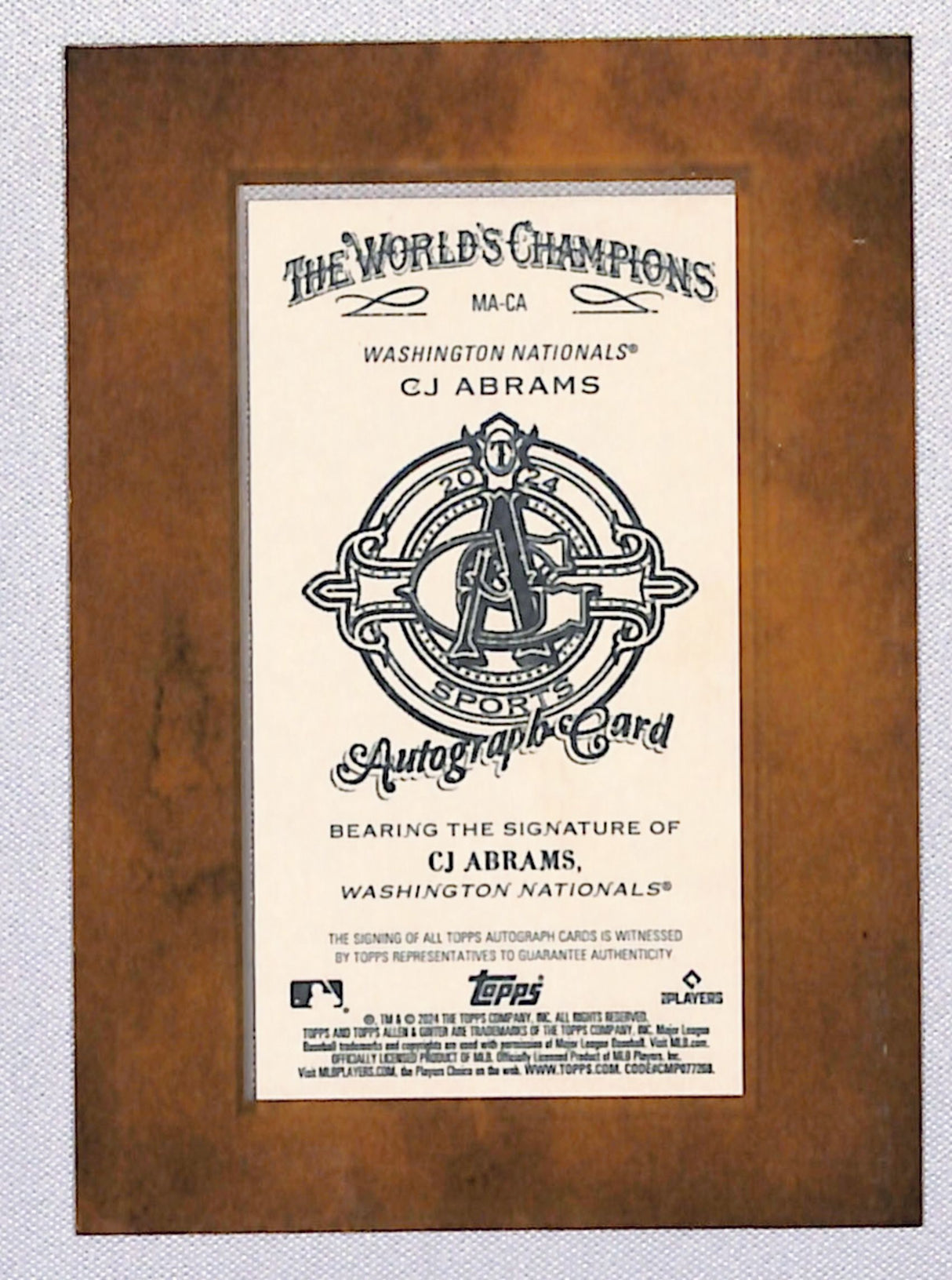 CJ Abrams 2024 Topps Allen & Ginter Framed Mini Baseball Autographs #MA-CA