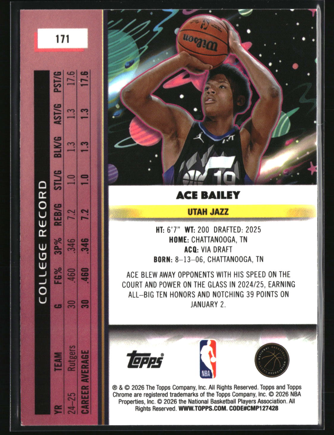 Ace Bailey 2025-26 Topps Chrome Cosmic #171