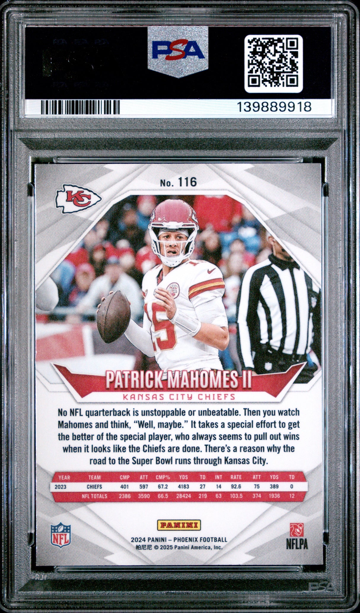 Patrick Mahomes II 2024 Panini Phoenix International #116 PSA 9