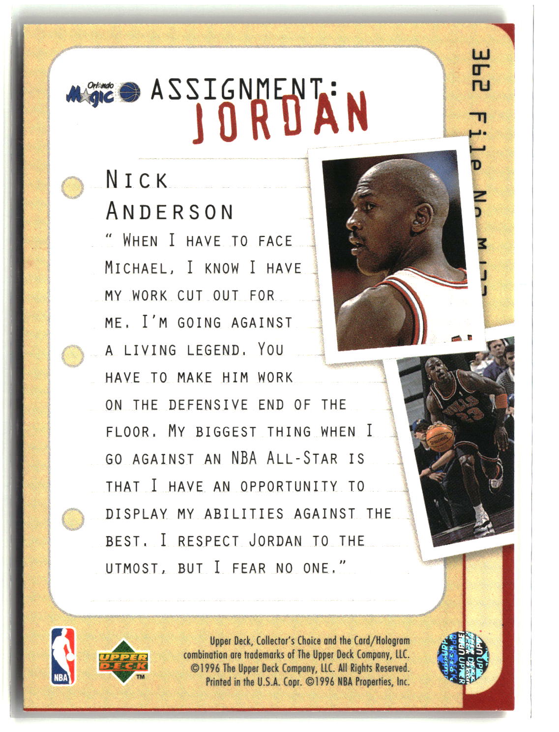Nick Anderson 1996-97 Collector's Choice #362