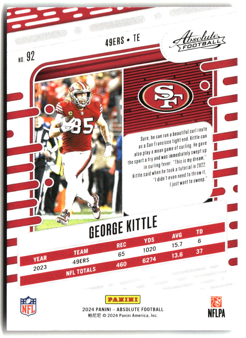 George Kittle 2024 Panini Absolute Blue #92