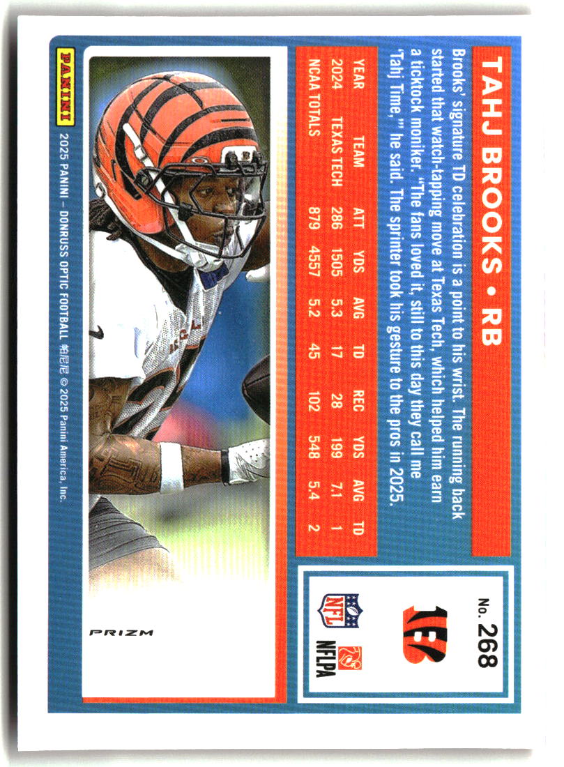 Tahj Brooks 2025 Donruss Optic Red Hyper #268