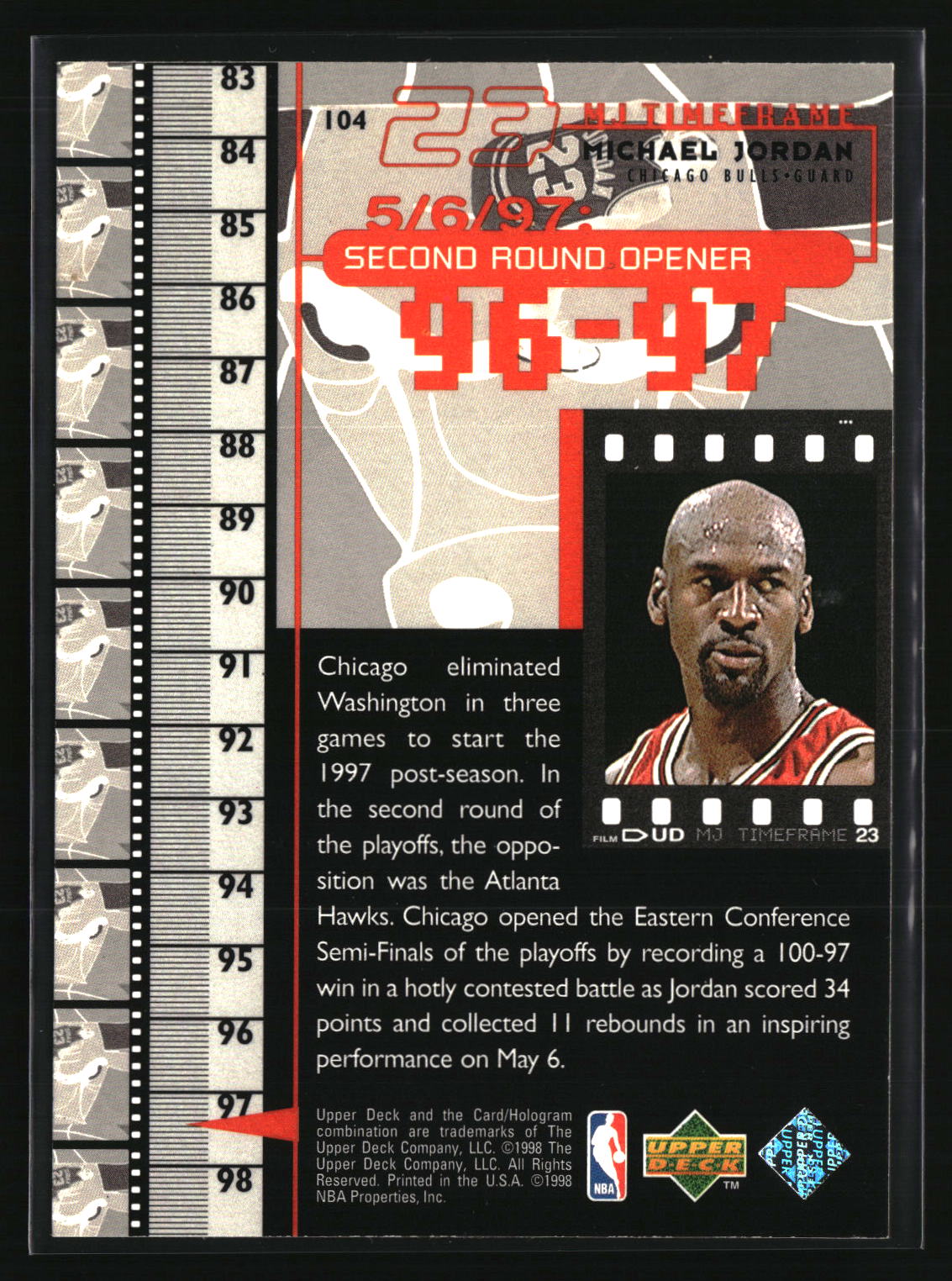 Michael Jordan 1998 Upper Deck Michael Jordan Living Legend #104