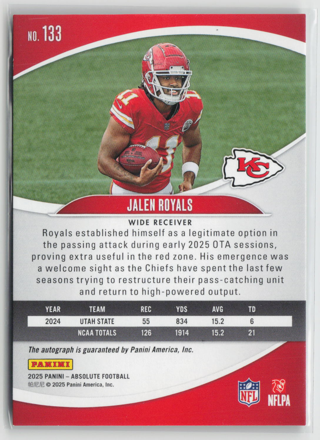 Jalen Royals 2025 Panini Absolute Signature Rookies Green Waves #133 #/50