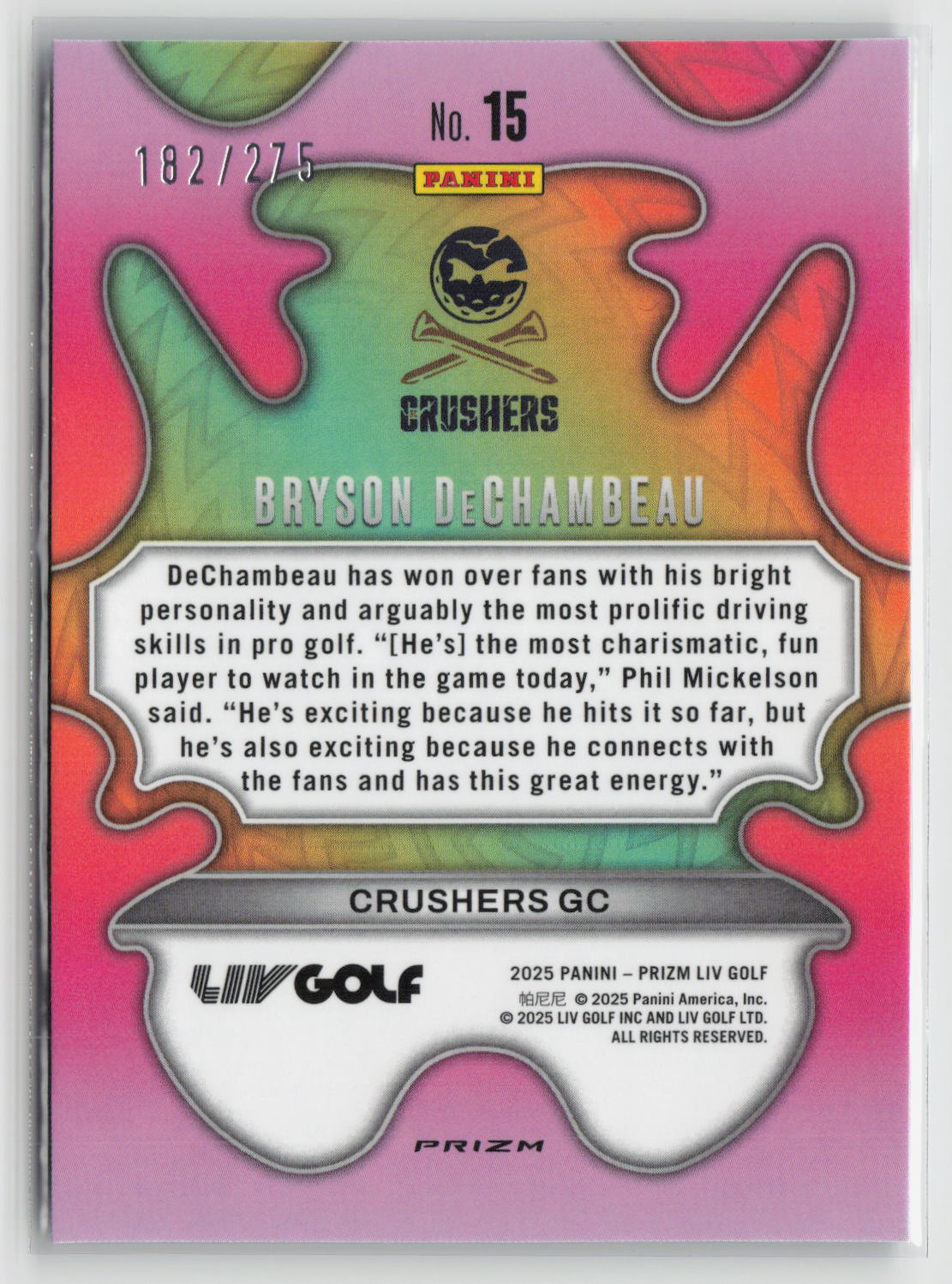 Bryson DeChambeau 2025 Panini Prizm LIV Groovy #15