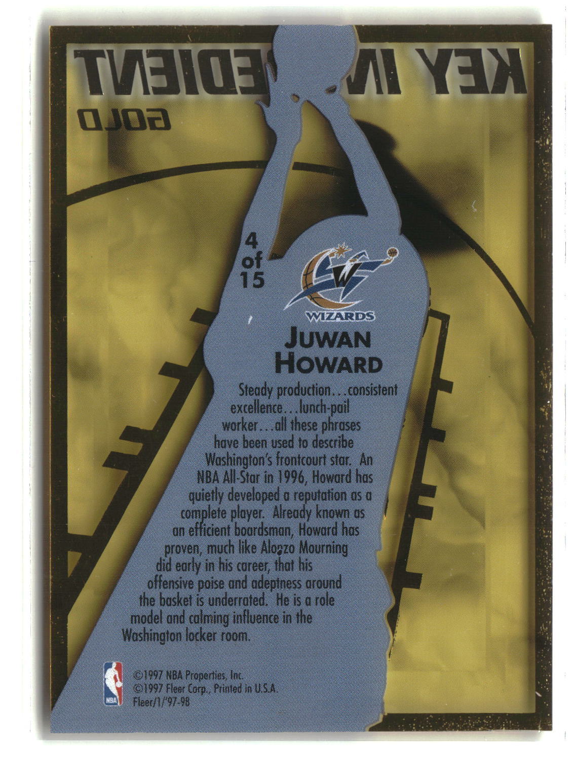 Juwan Howard 1997-98 Fleer Key Ingredient Gold #4