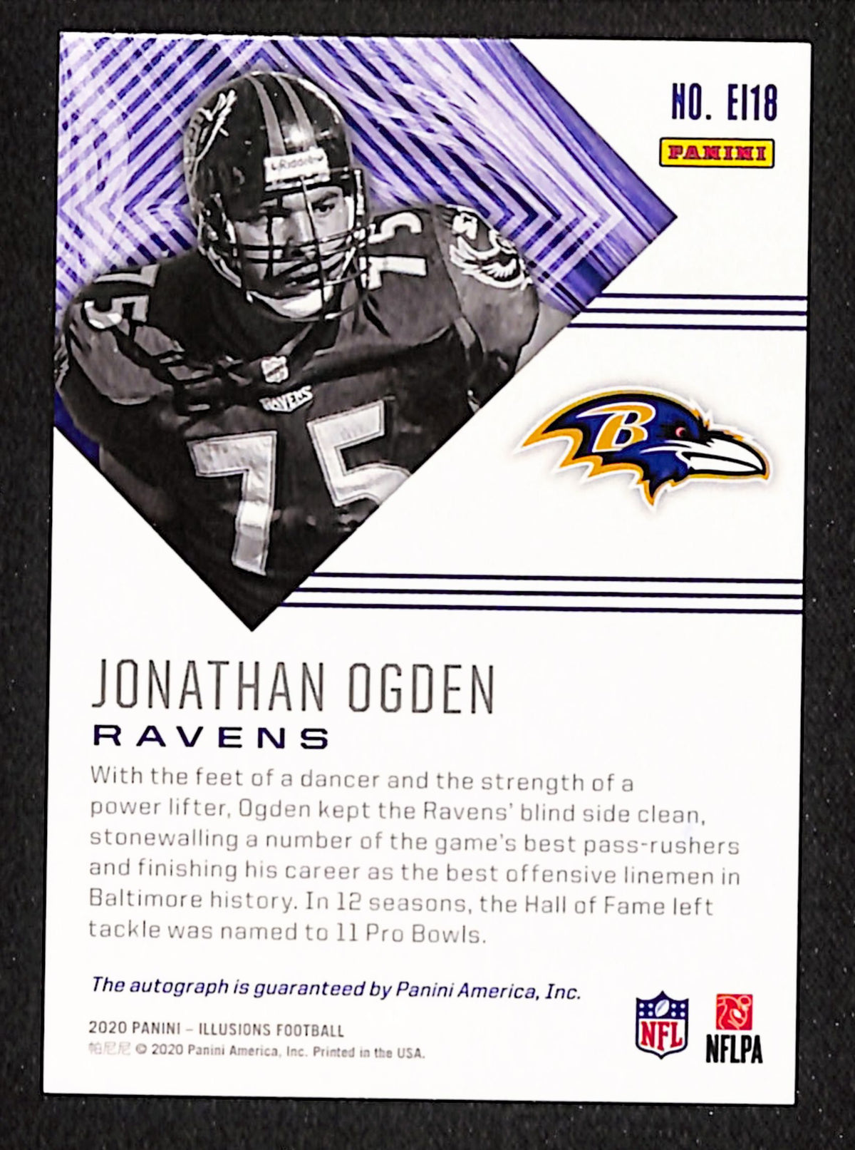 Jonathan Ogden 2020 Panini Illusions Elusive Ink #EI18 #/25