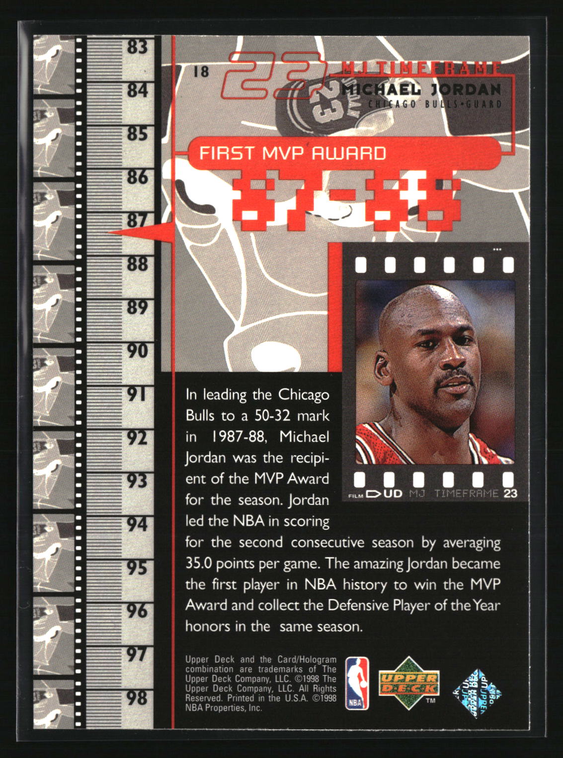 Michael Jordan 1998 Upper Deck Michael Jordan Living Legend #18