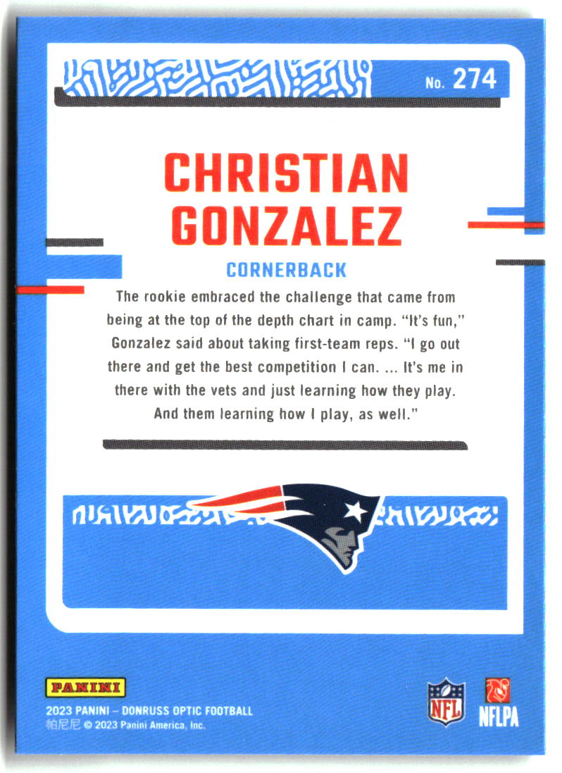 Christian Gonzalez 2023 Donruss Optic #274