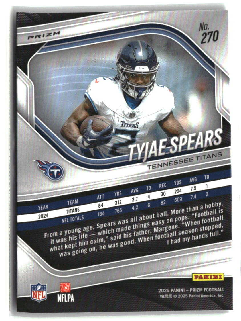 Tyjae Spears 2025 Panini Prizm Lazer #270