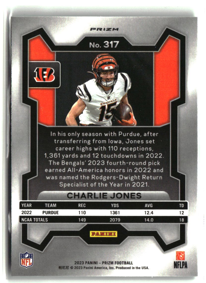 Charlie Jones 2023 Panini Prizm Green Wave #317