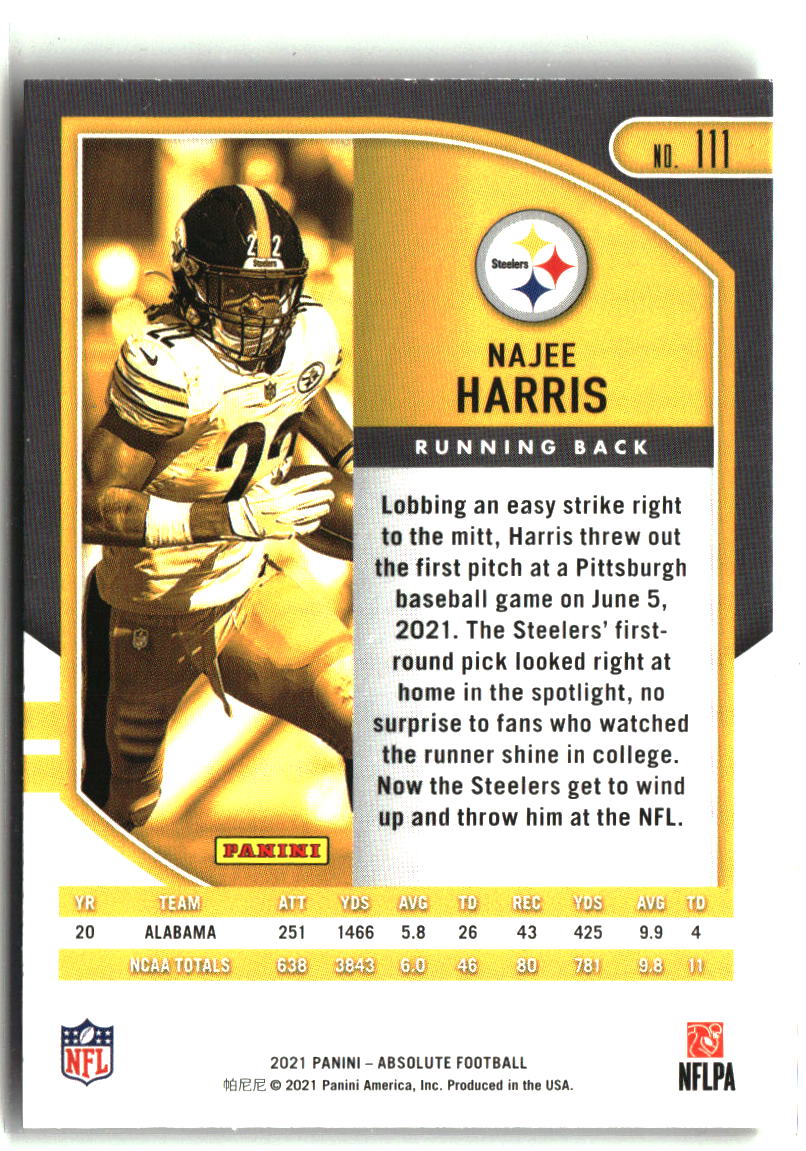 Najee Harris 2021 Panini Absolute - Retail #111