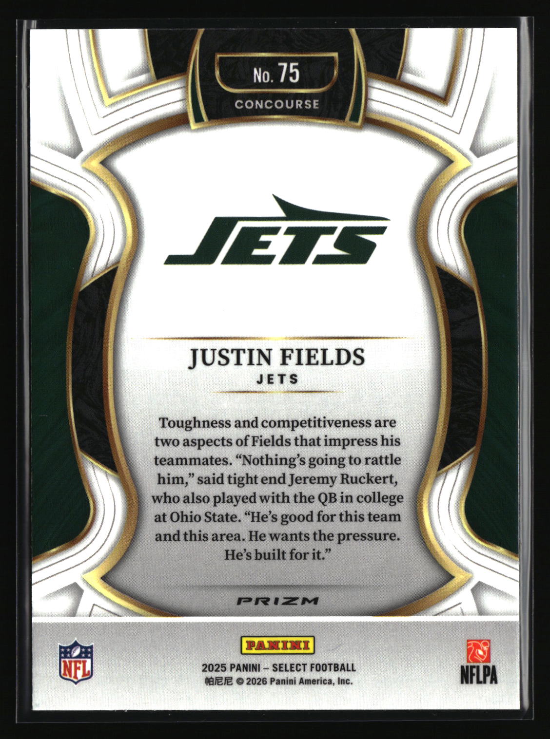 Justin Fields 2025 Panini Select Silver Prizm #75