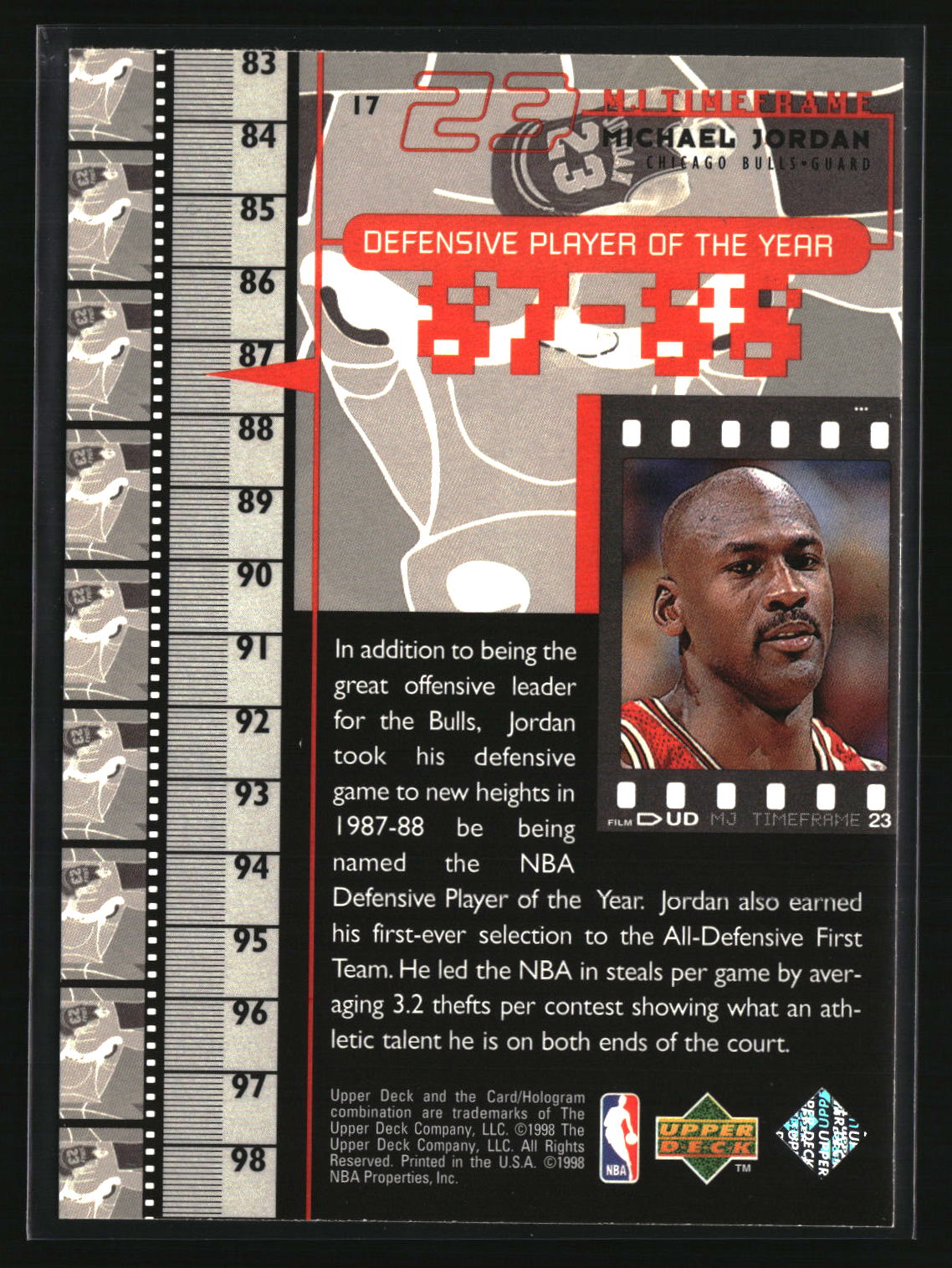 Michael Jordan 1998 Upper Deck Michael Jordan Living Legend #17