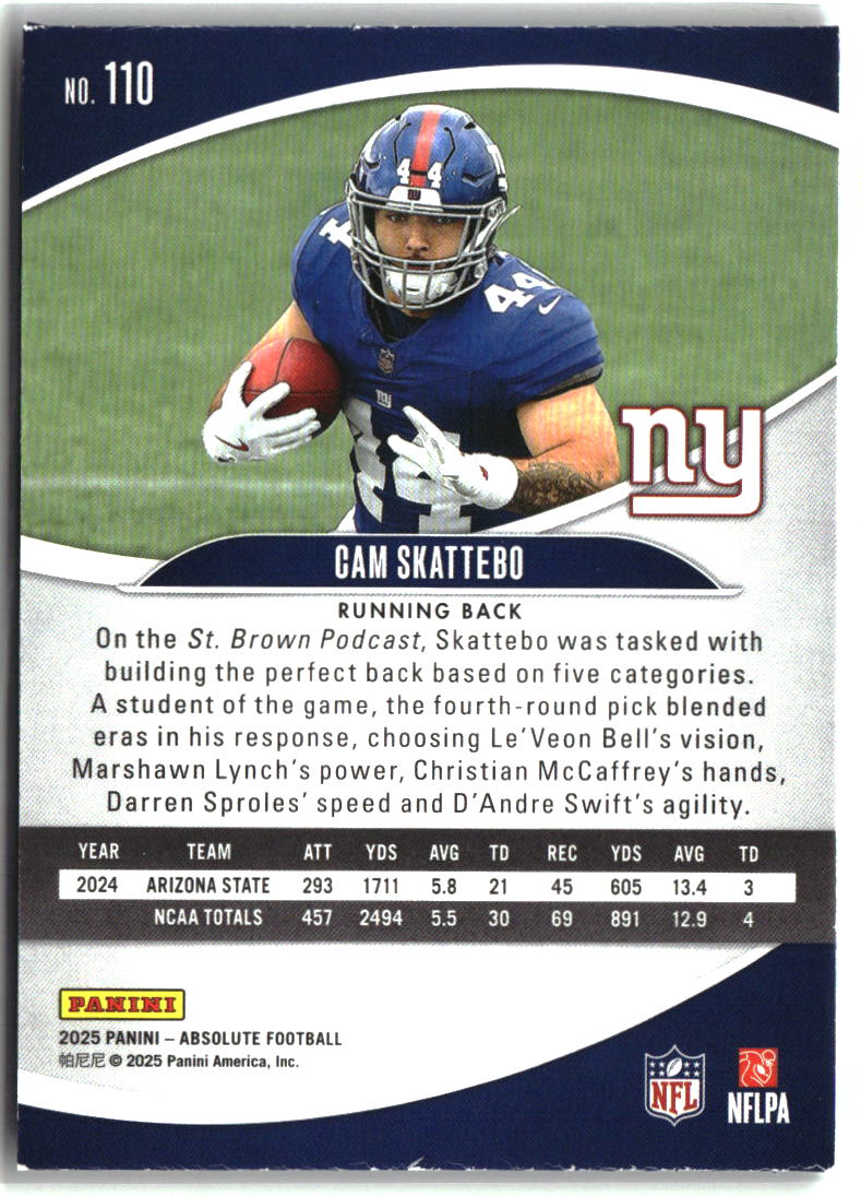 Cam Skattebo 2025 Panini Absolute Red #110