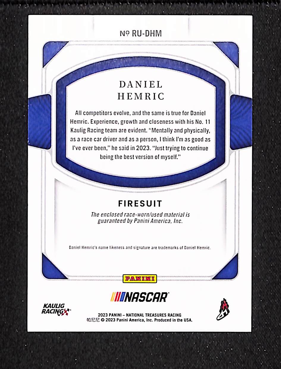 Daniel Hemric 2023 Panini National Treasures Race Used Firesuits #RU-DHM #/99