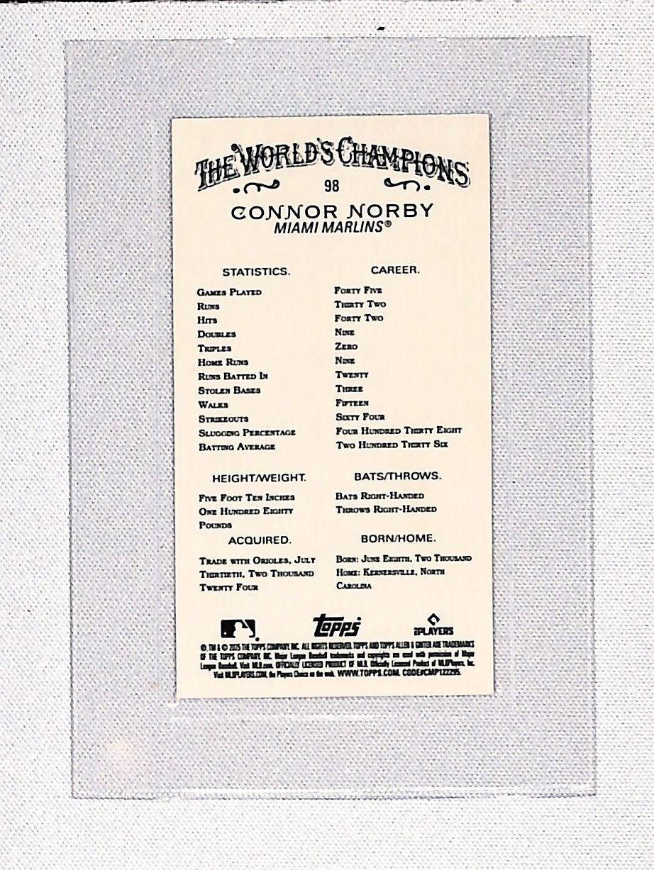 Connor Norby 2025 Topps Allen & Ginter Chrome Mini #98