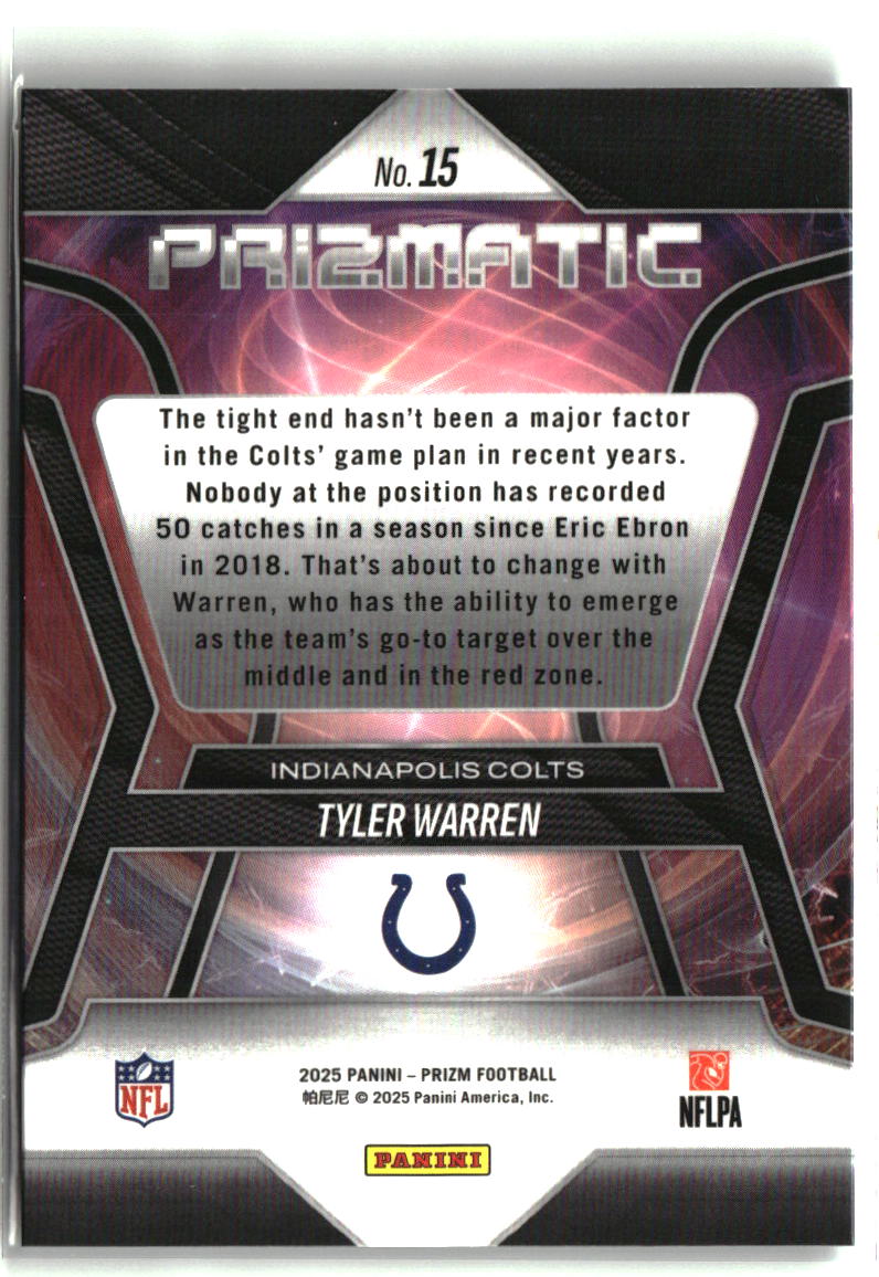 Tyler Warren 2025 Panini Prizm Prizmatic #15