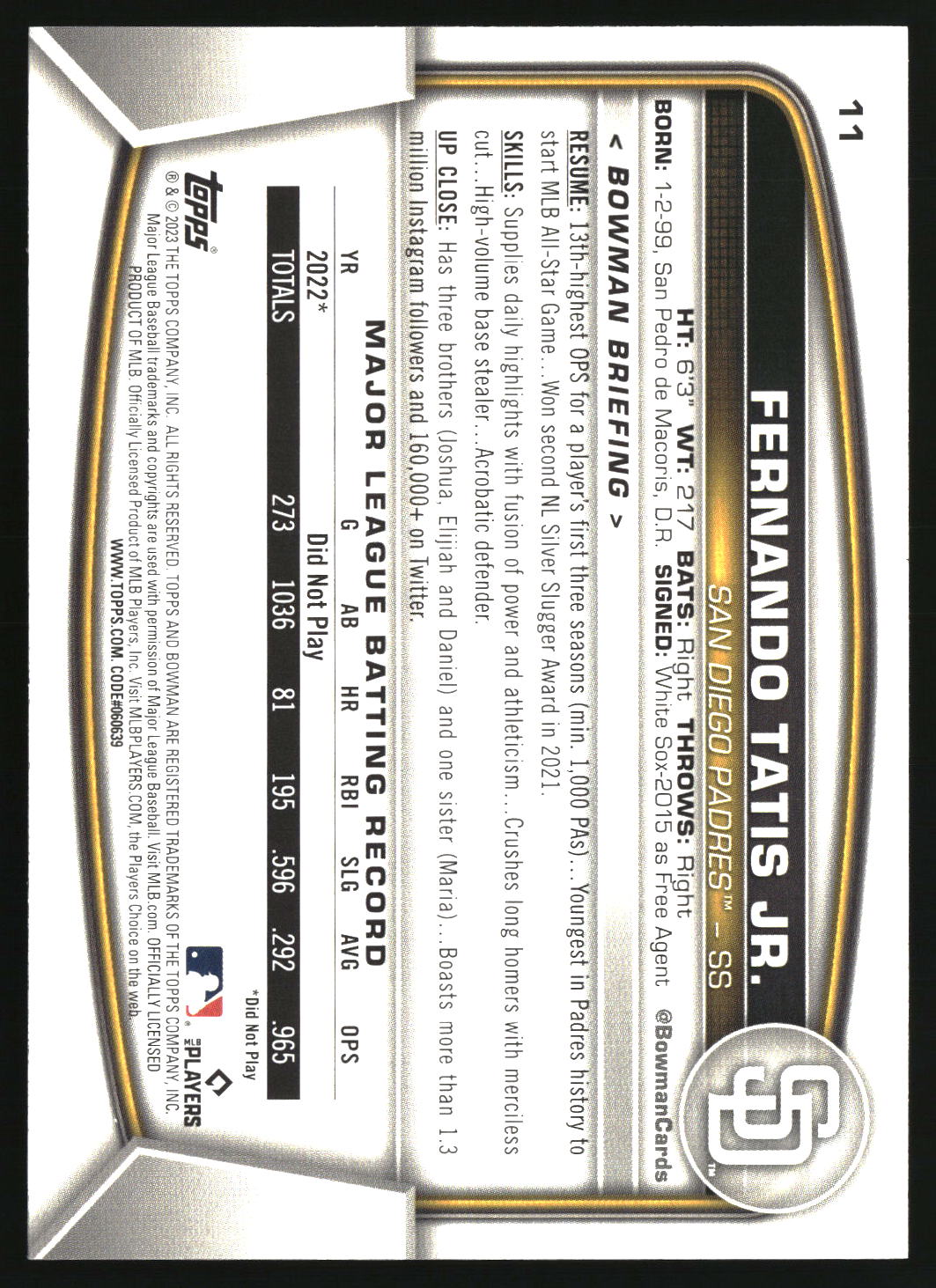 Fernando Tatis Jr. 2025 Topps Holiday Topps Originals 2025 Foil Buybacks #11