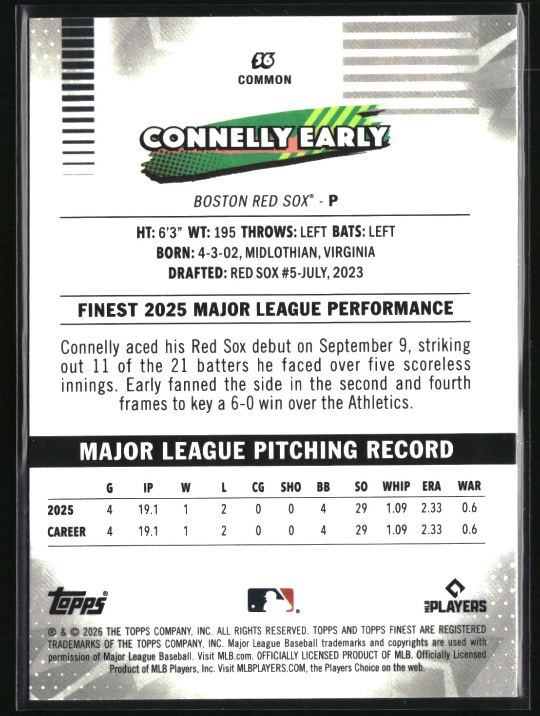 Connelly Early 2026 Finest #56