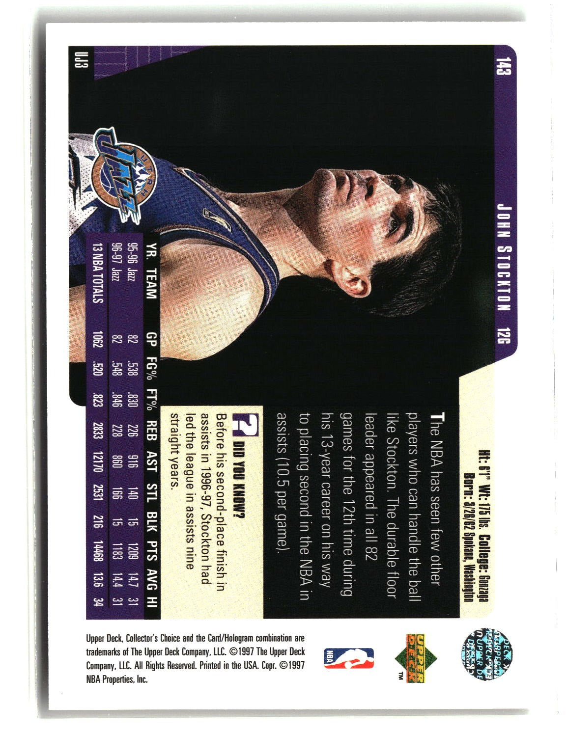 John Stockton 1997-98 Collector's Choice #143