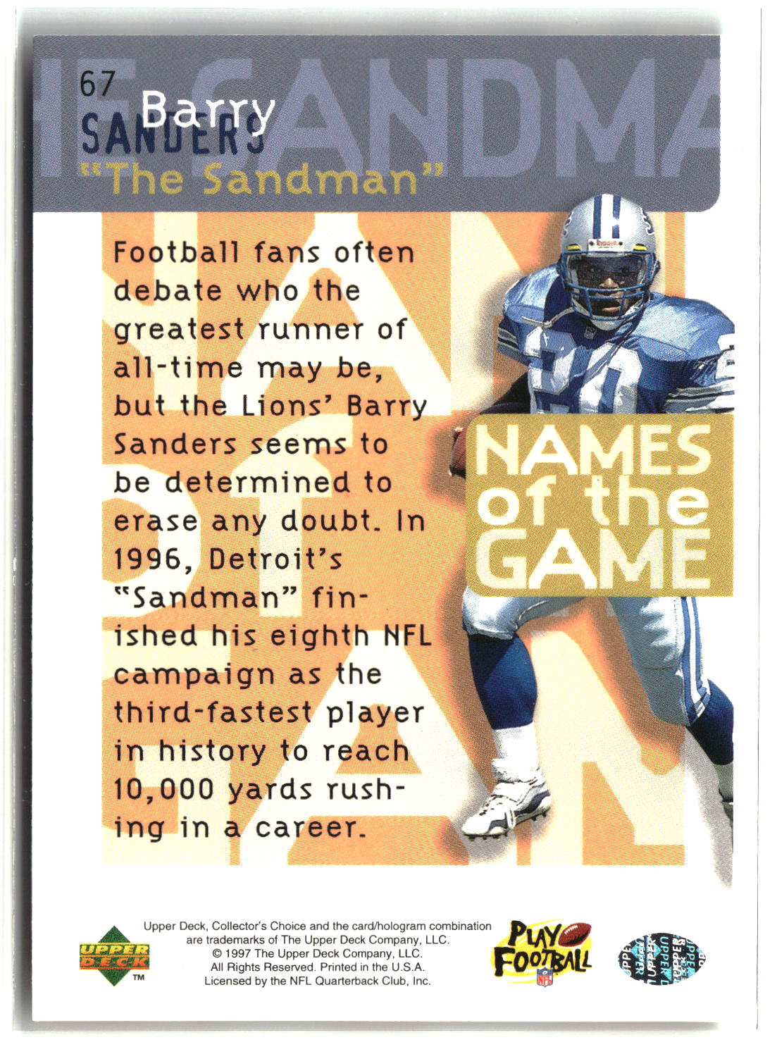 Barry Sanders 1997 Collector's Choice #67